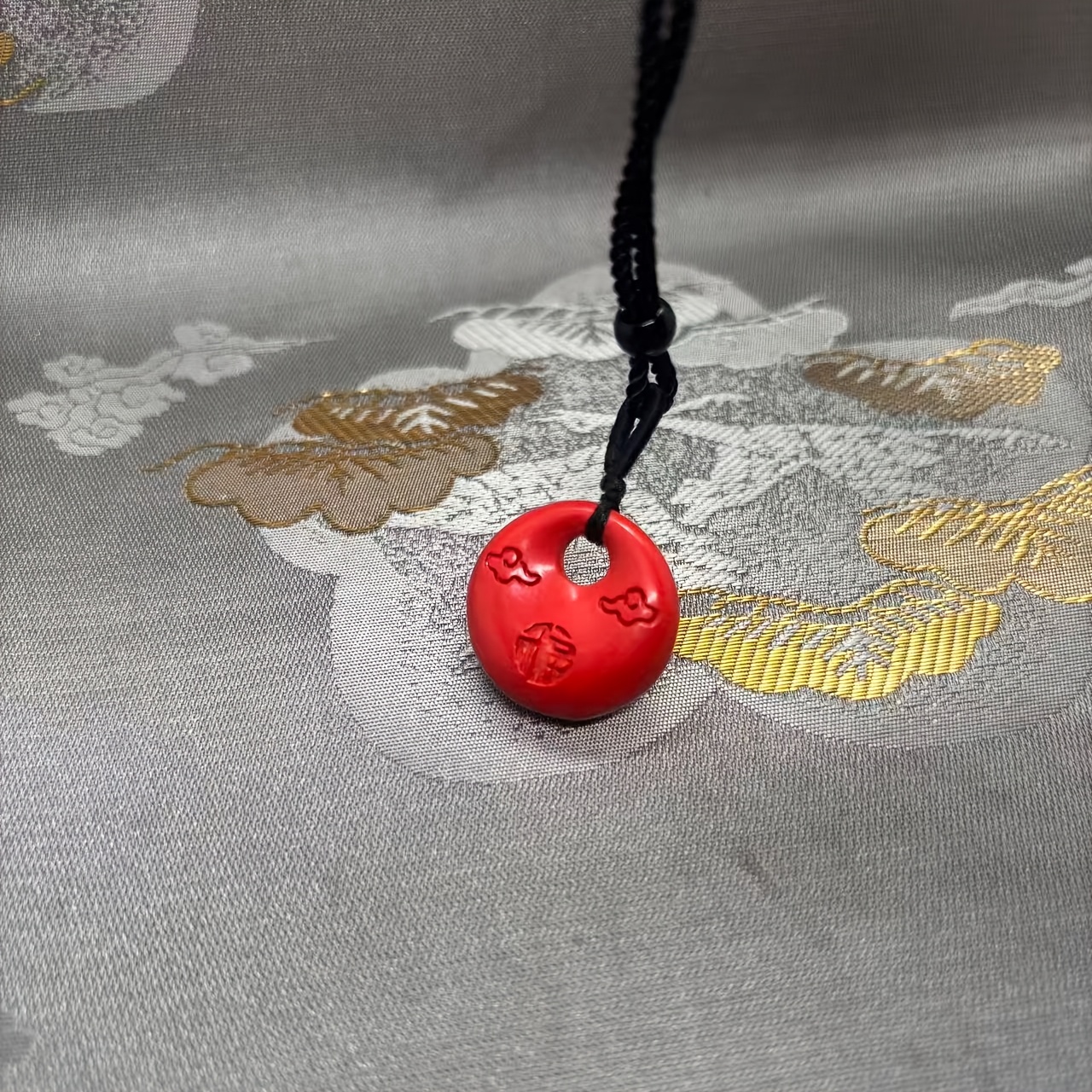 Cinnabar Peace Pendant Necklace, Unisex Elegant Charm